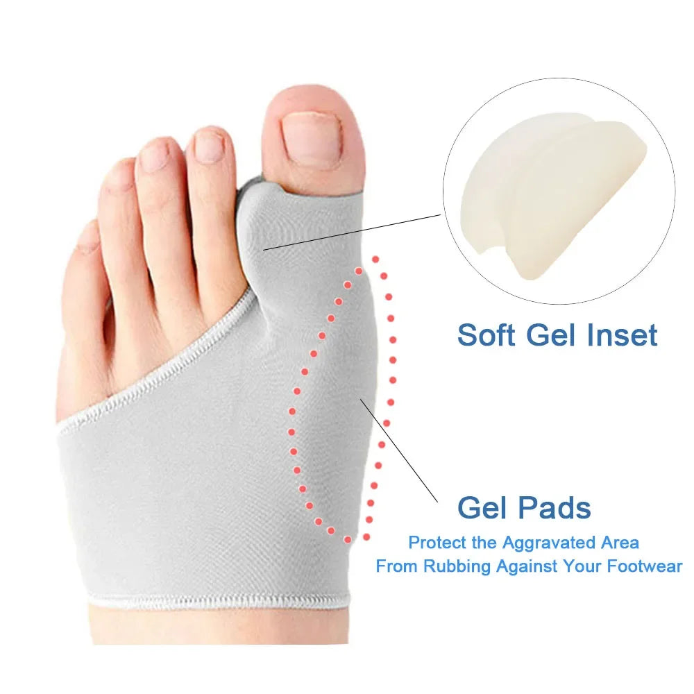 2pcs=1pair Men's Socks Gray Toe Hallux Valgus Bunion Corrector Orthotics Feet Bone Thumb Adjuster Pedicure Correction Sock