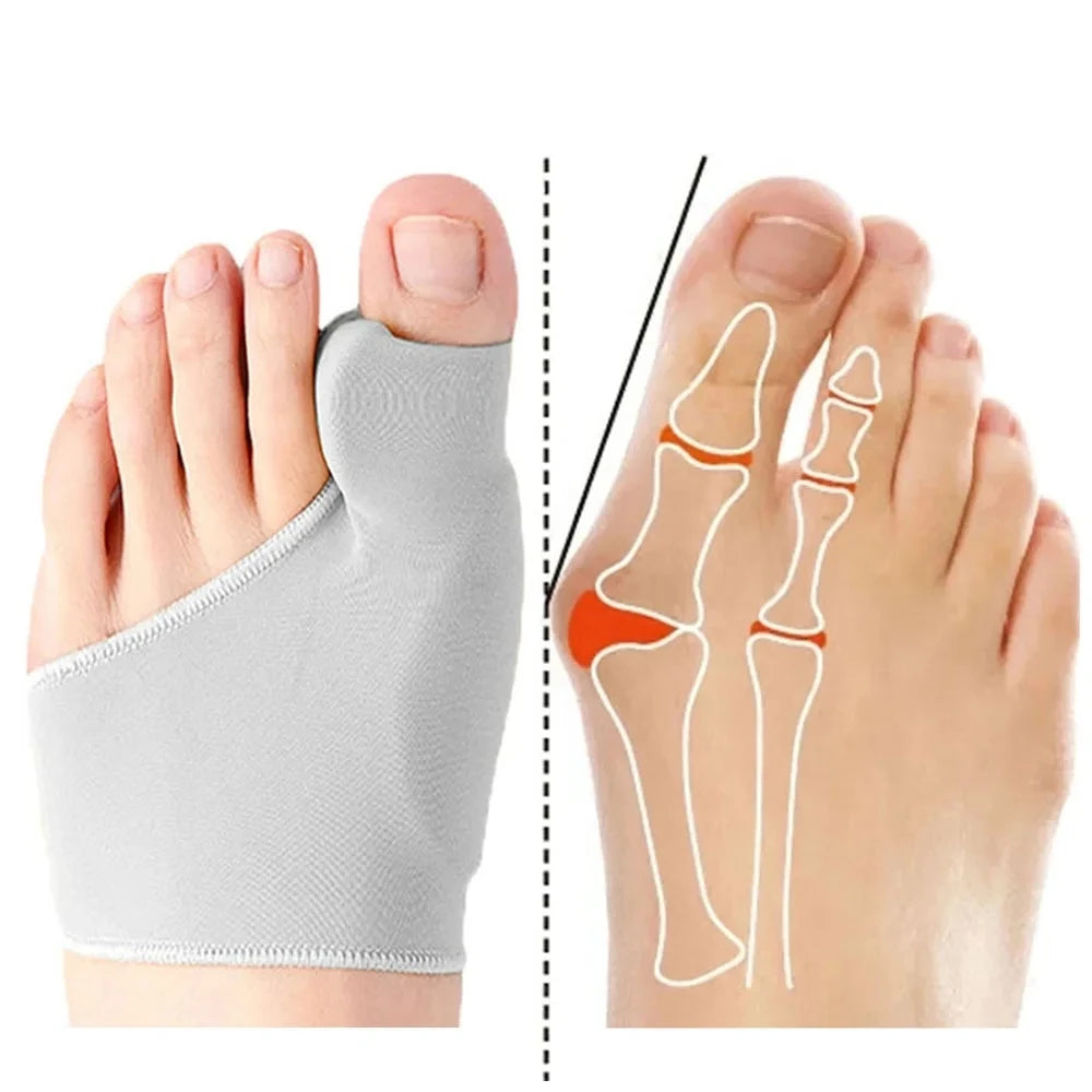 2pcs=1pair Men's Socks Gray Toe Hallux Valgus Bunion Corrector Orthotics Feet Bone Thumb Adjuster Pedicure Correction Sock